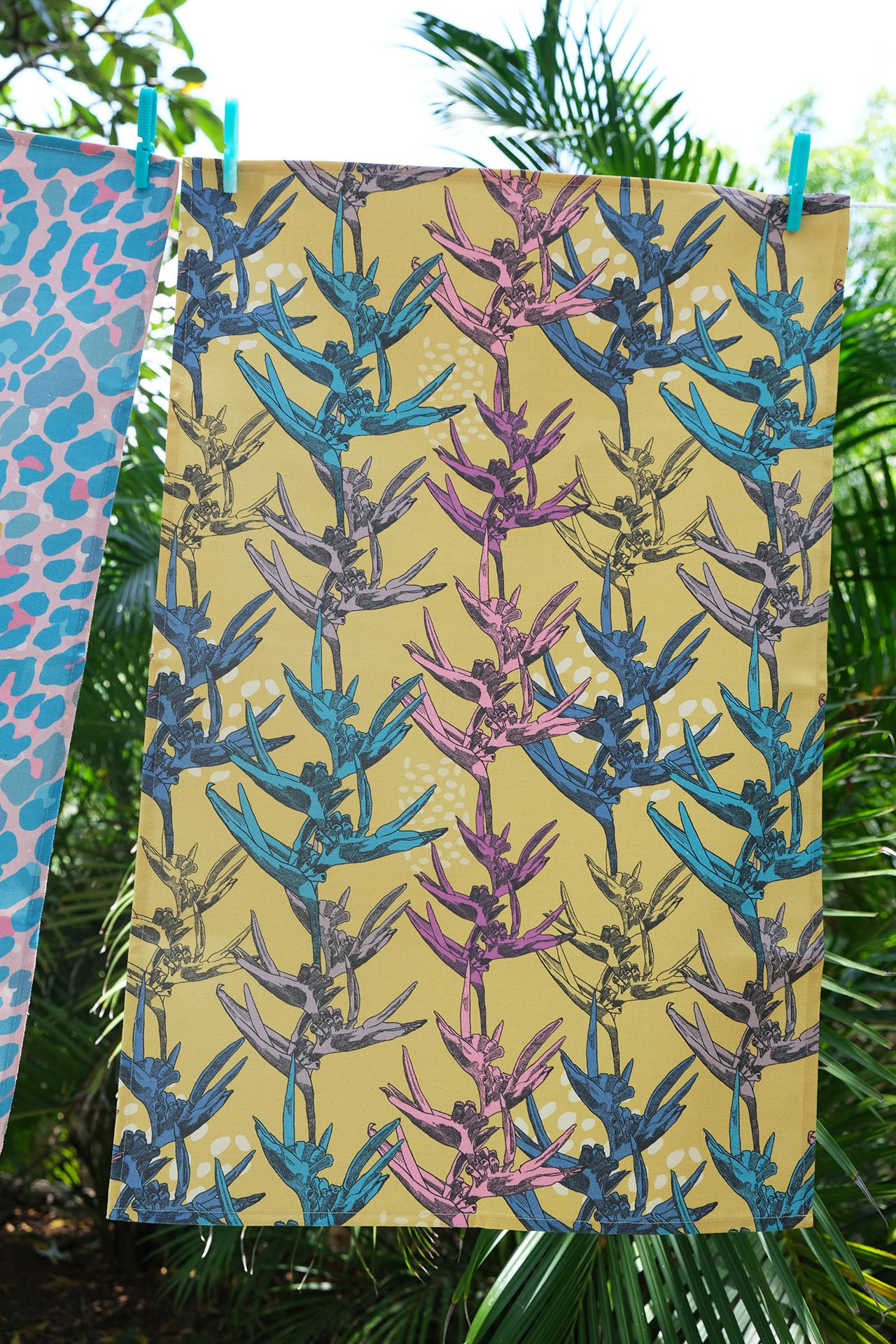 Bird of Paradise organic cotton teatowel
