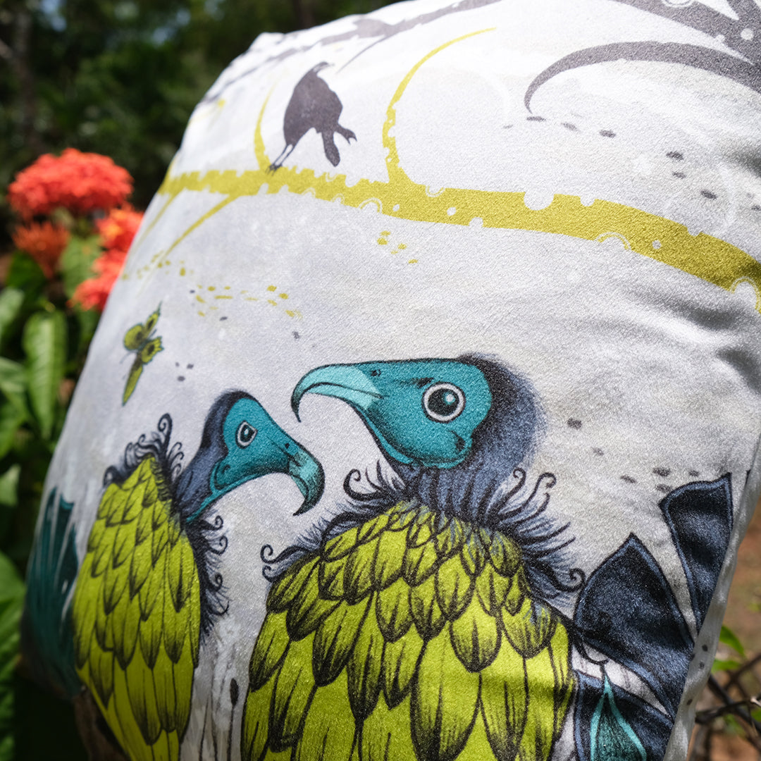 Vulture luxury velvet cushion