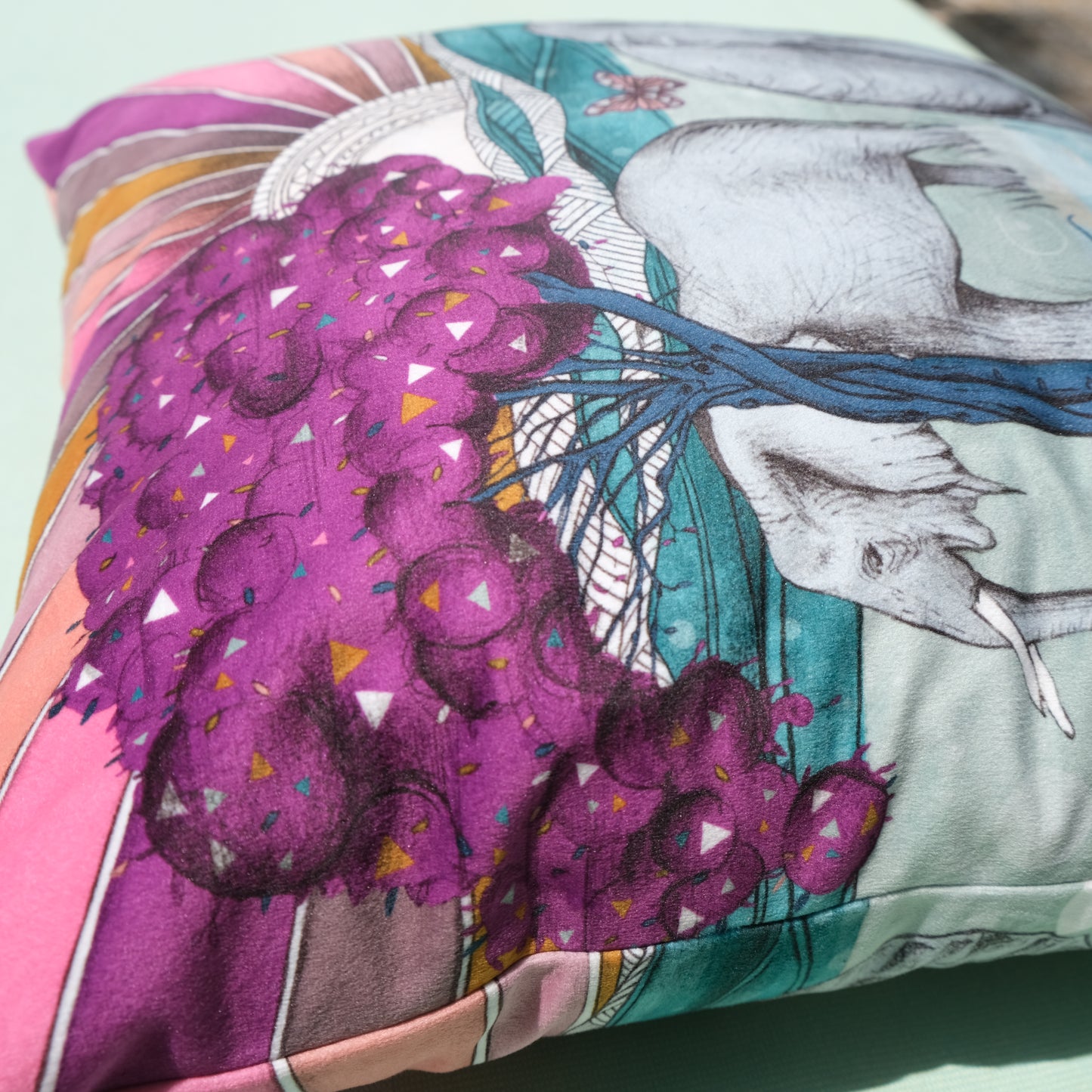 Elephants luxury velvet cushion