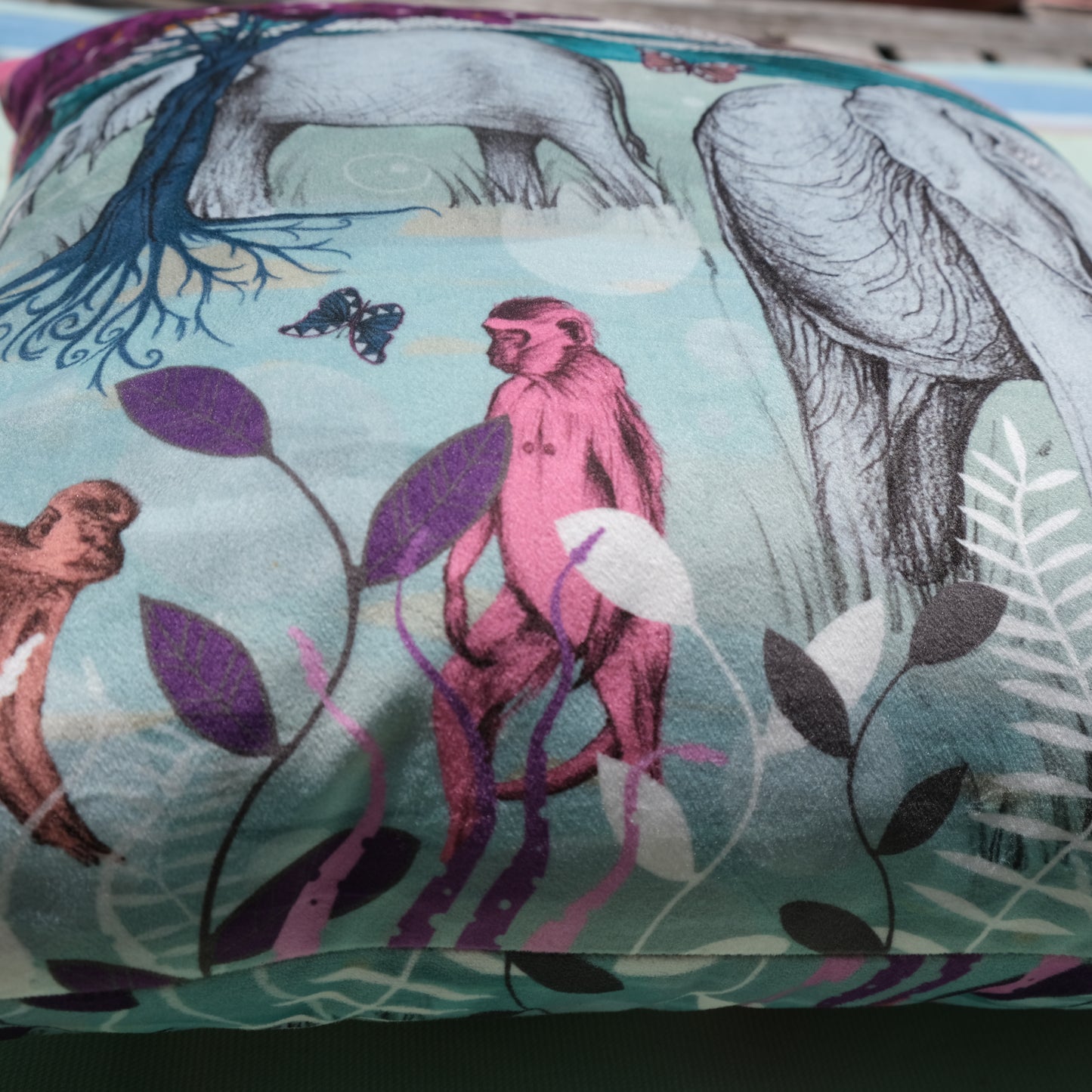 Elephants luxury velvet cushion