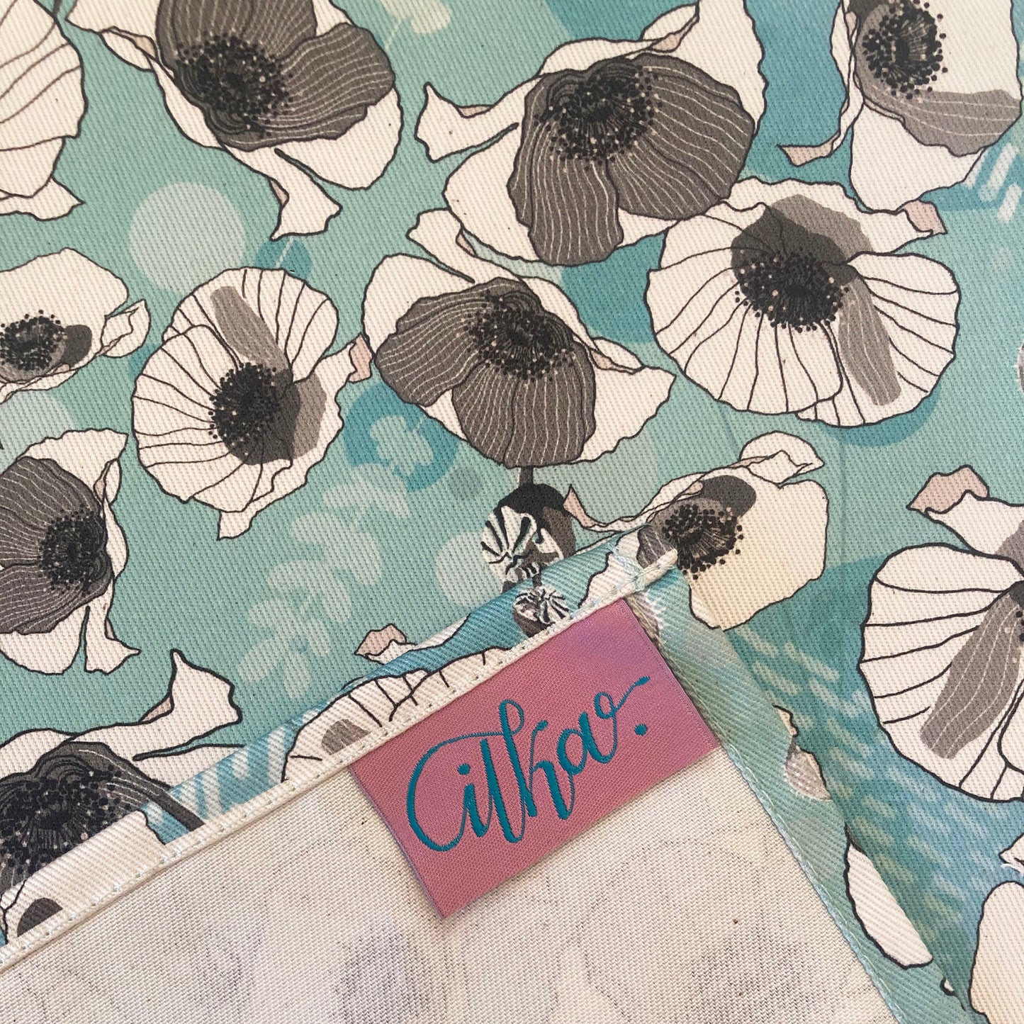 Poppies organic cotton teatowel