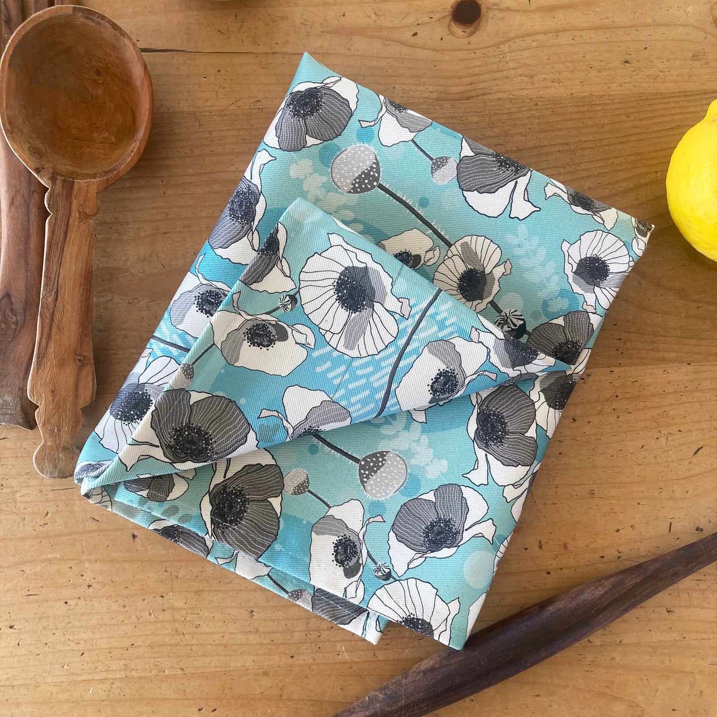 Poppies organic cotton teatowel