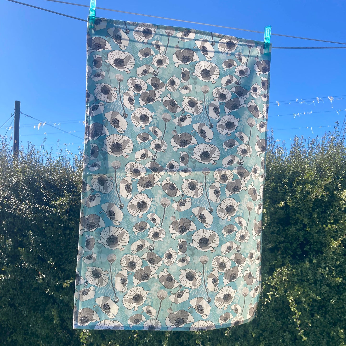 Poppies organic cotton teatowel