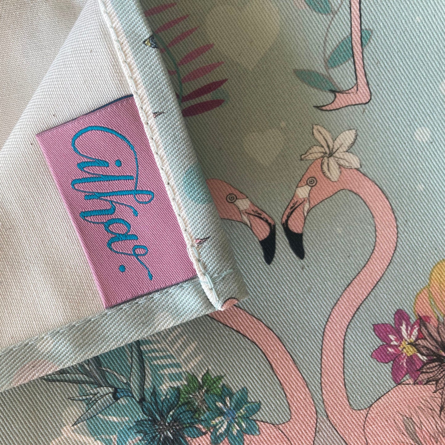 Love Birds organic cotton teatowel