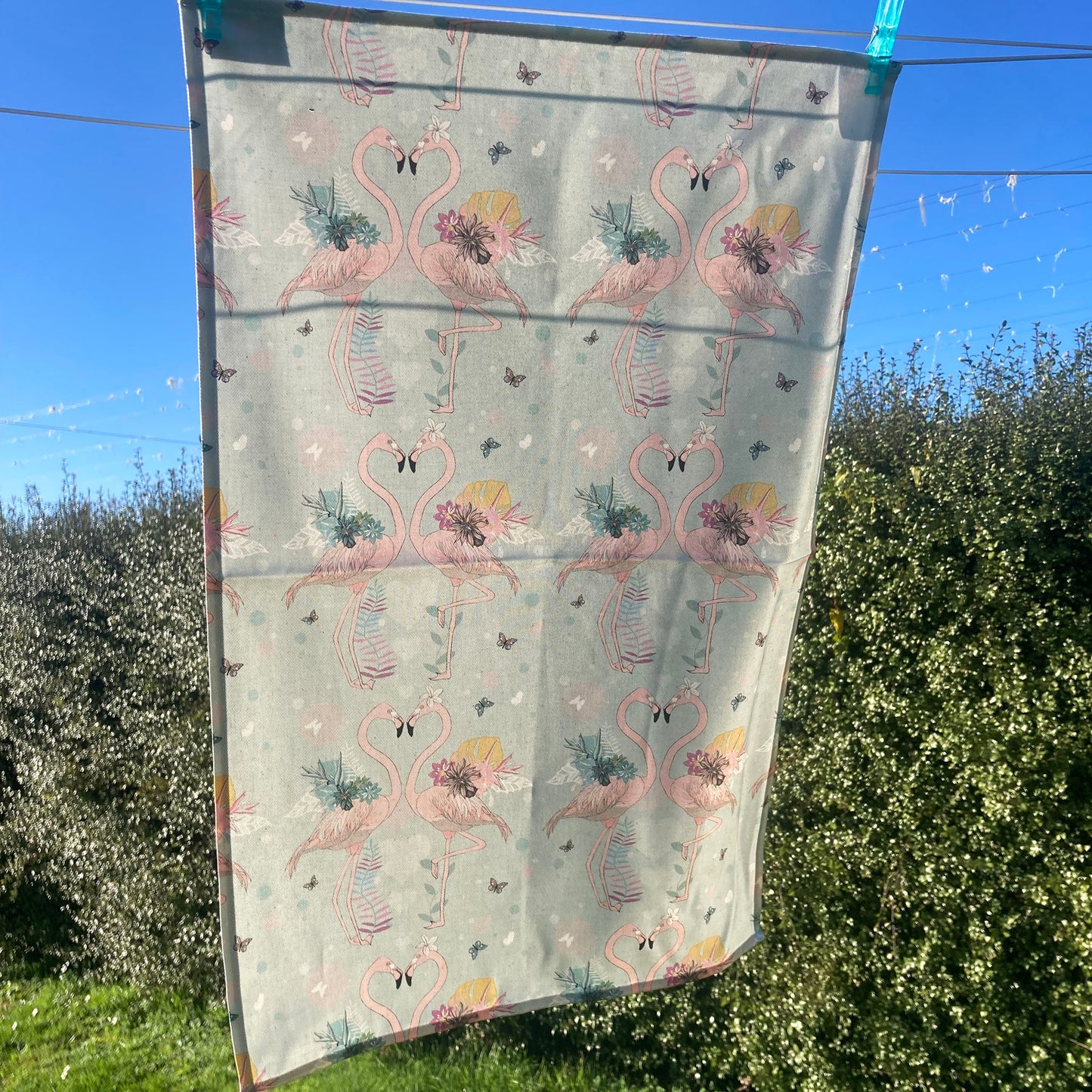 Love Birds organic cotton teatowel