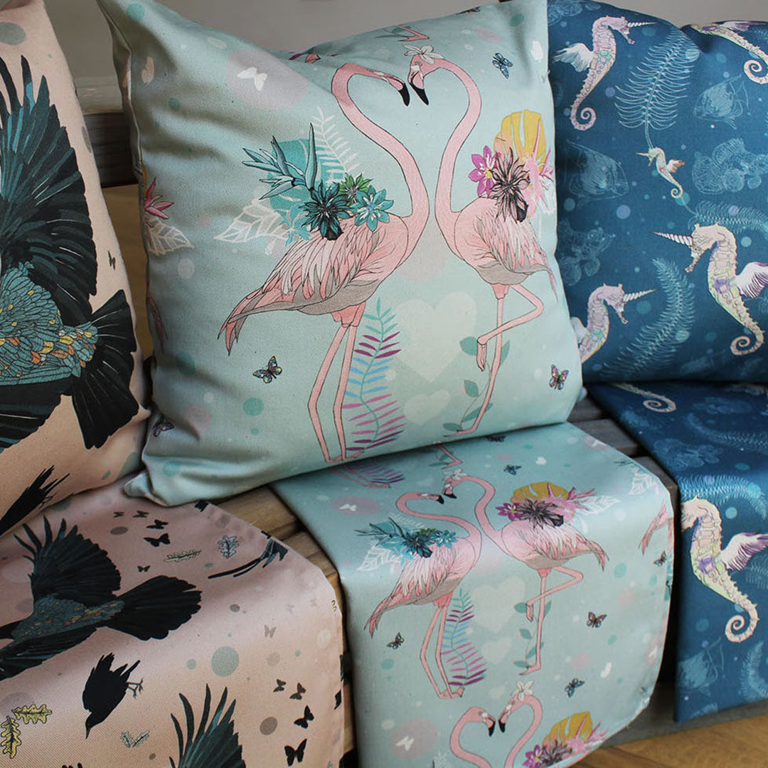 Flamingos organic cotton cushion