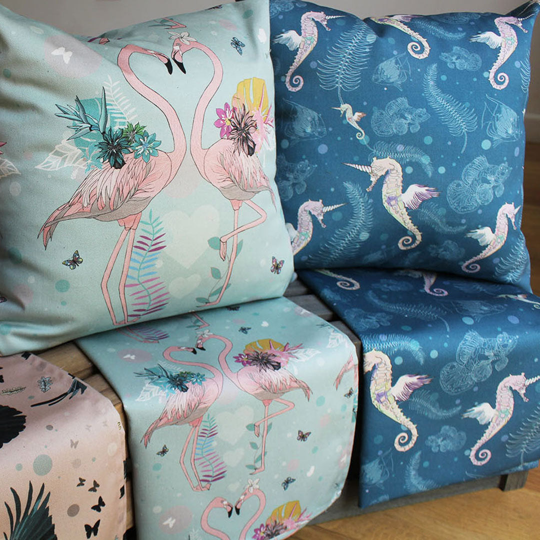 Sea-Unicorn organic cotton cushion