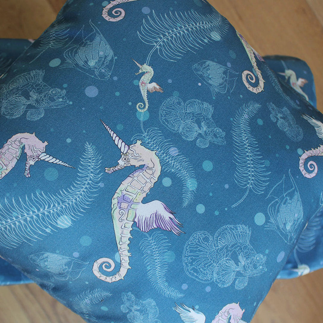 Sea-Unicorn organic cotton cushion