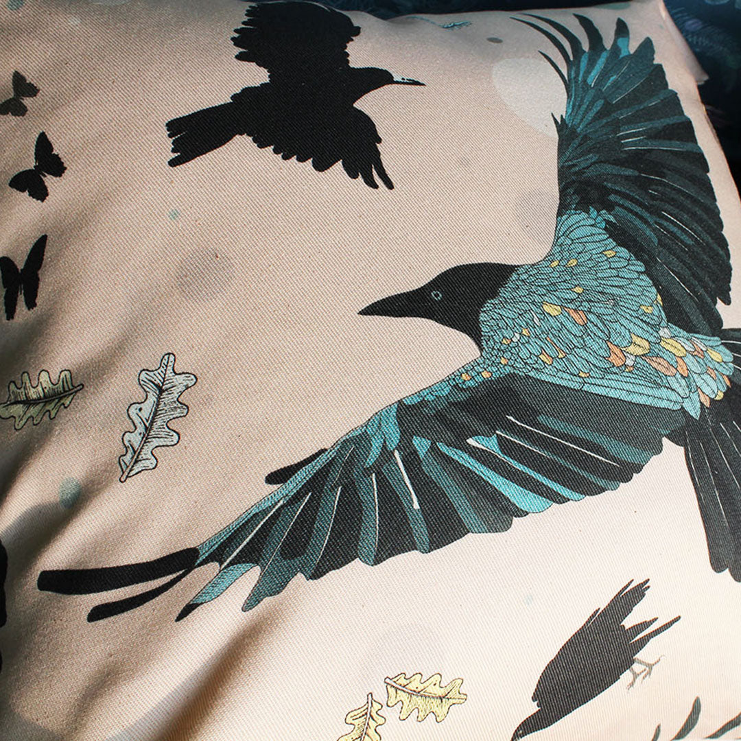 Crow organic cotton cushion