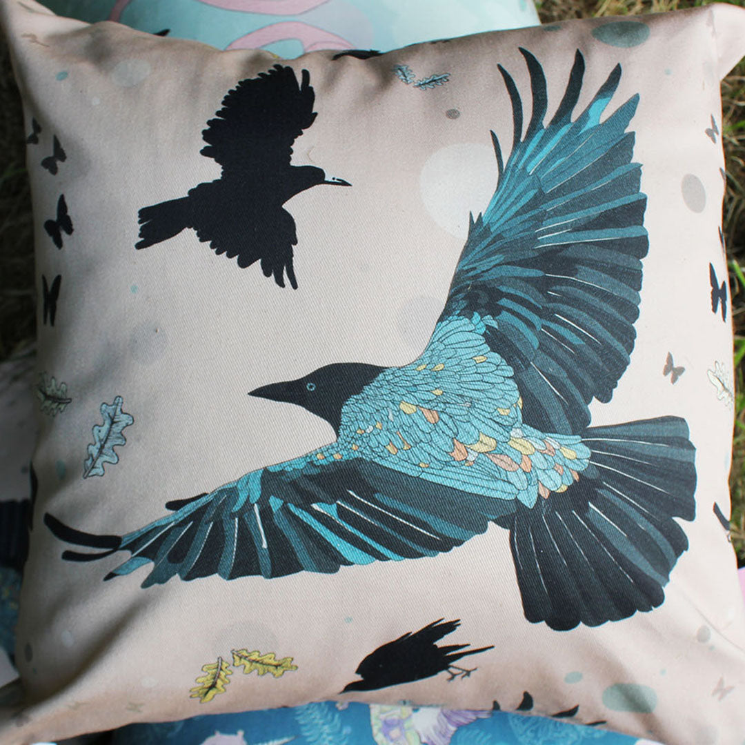 Crow organic cotton cushion
