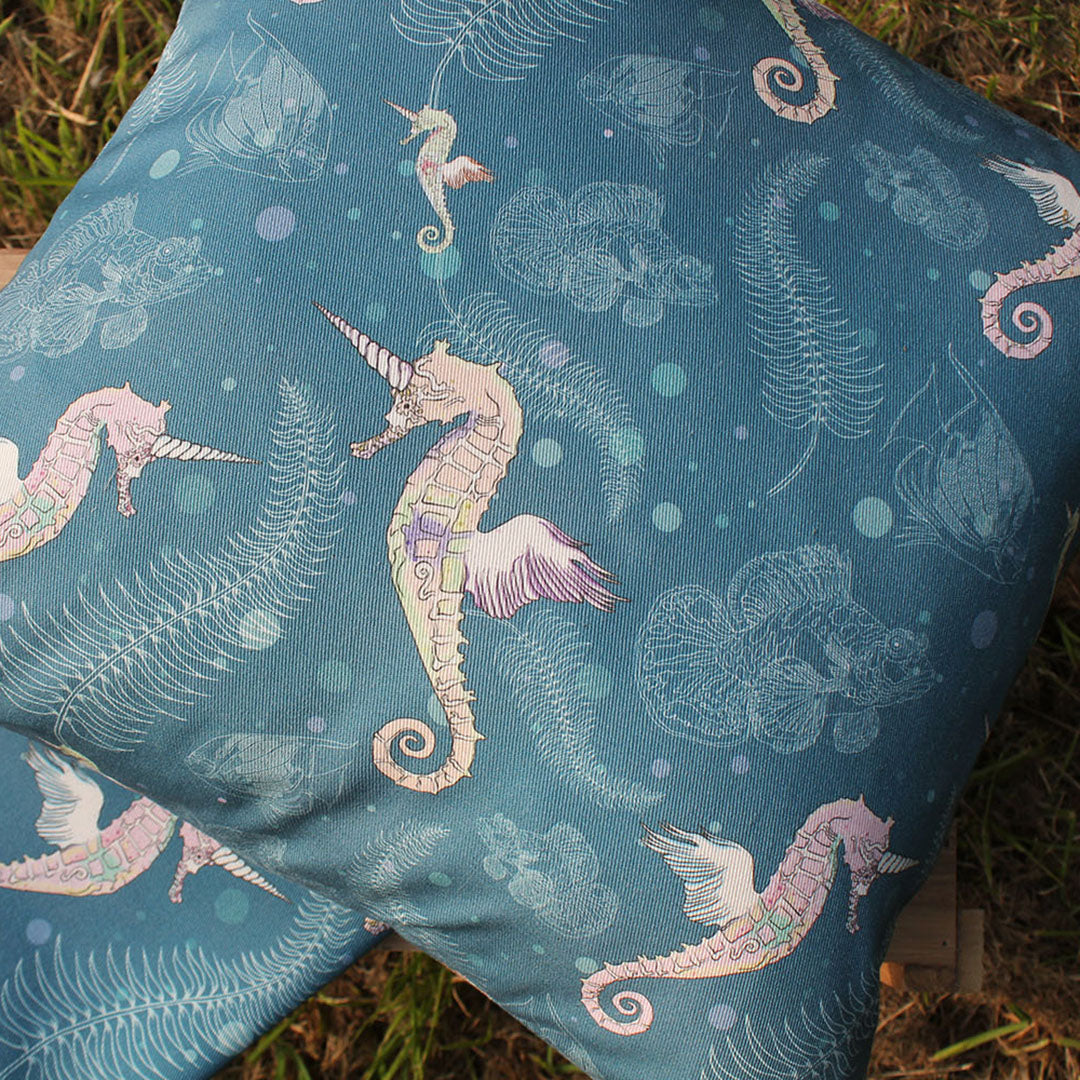 Sea-Unicorn organic cotton cushion