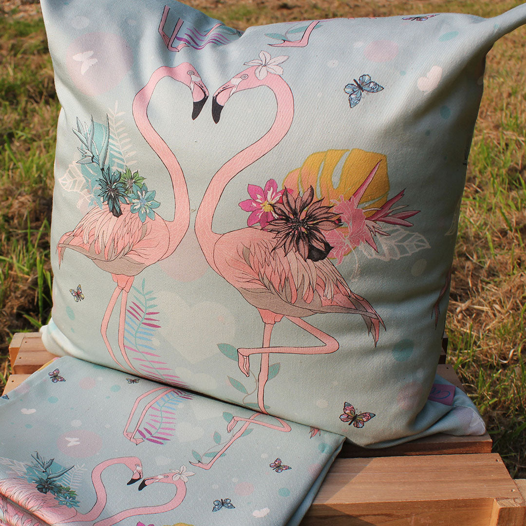 Flamingos organic cotton cushion