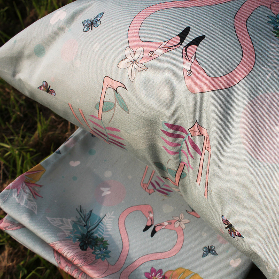 Flamingos organic cotton cushion