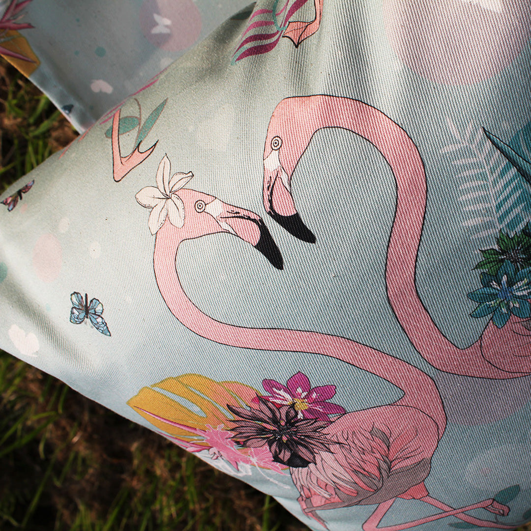Flamingos organic cotton cushion