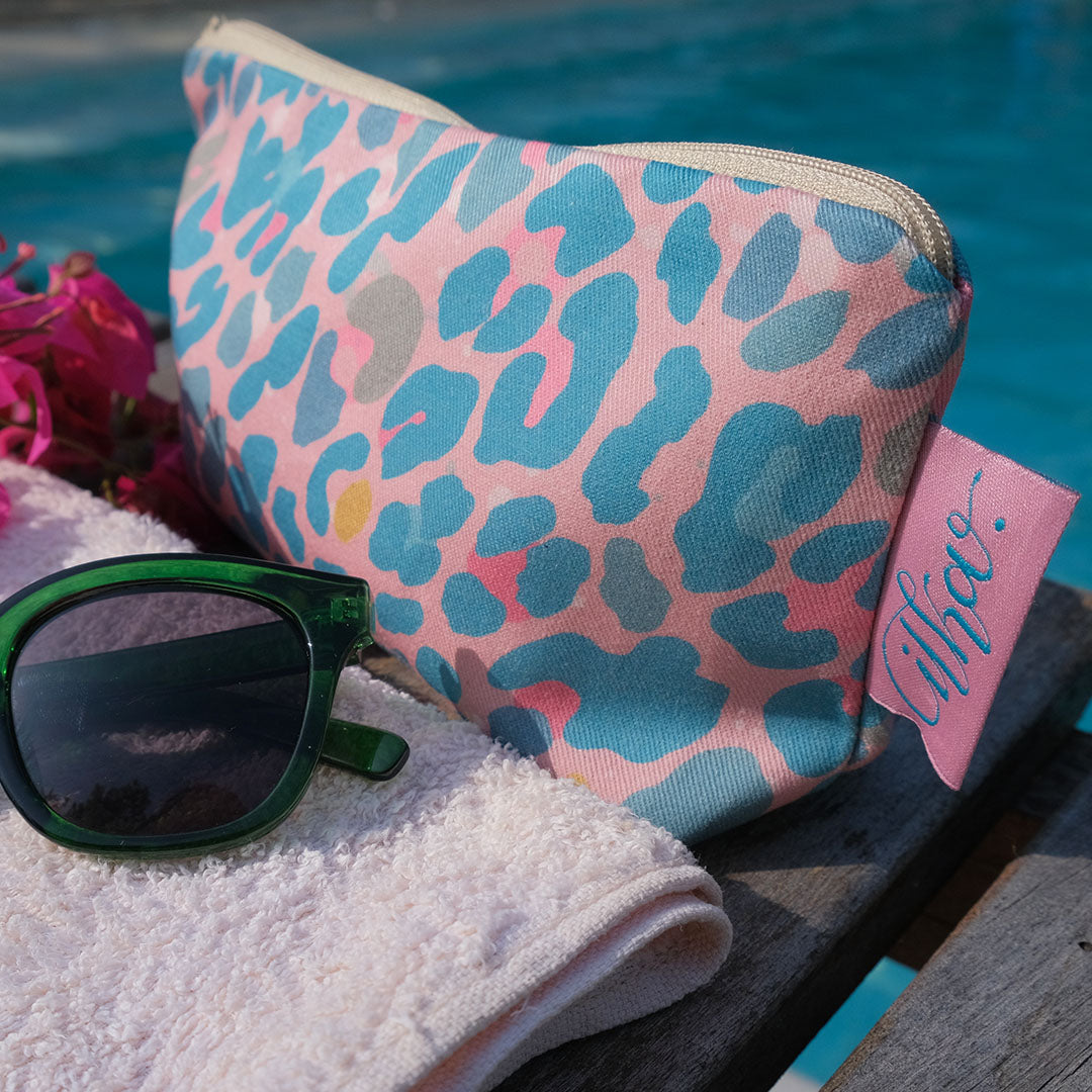 Leopard print cosmetic bag