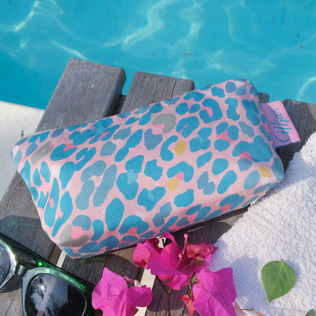 Leopard print cosmetic bag