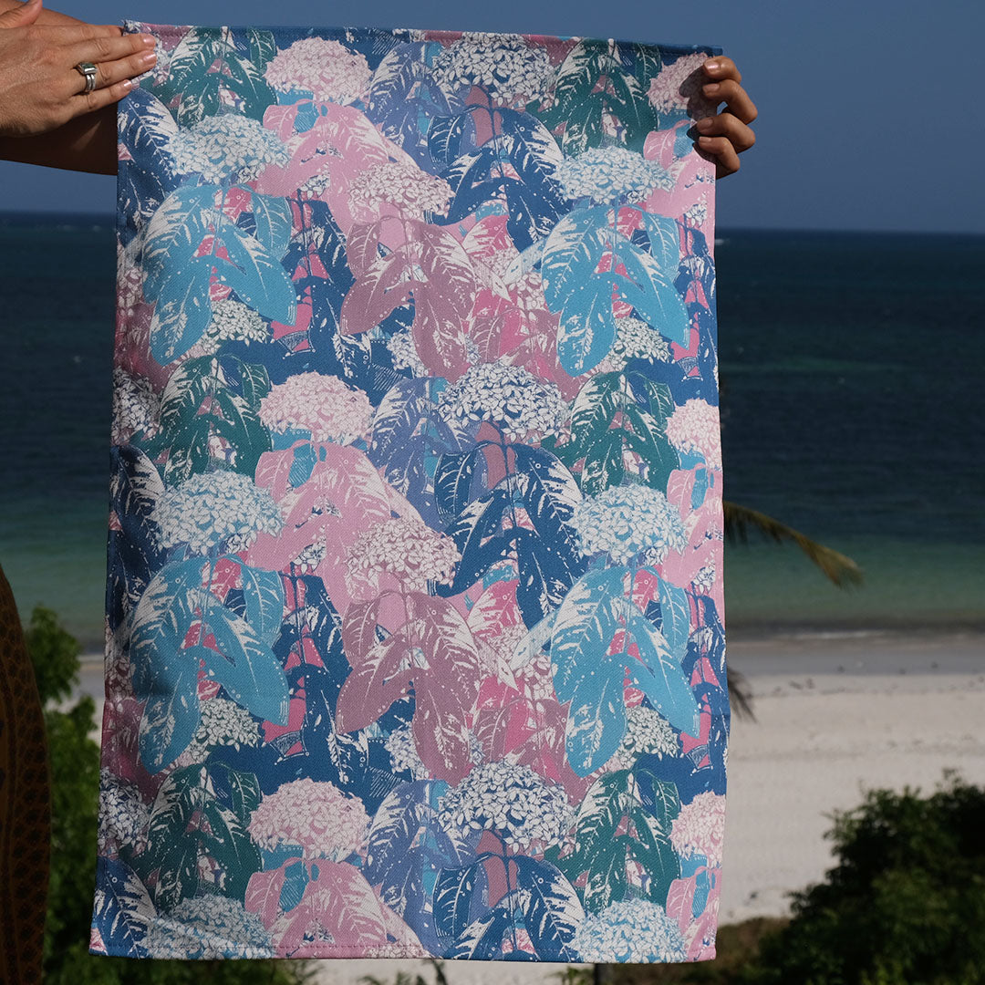 Mombasa Bloom organic cotton teatowel