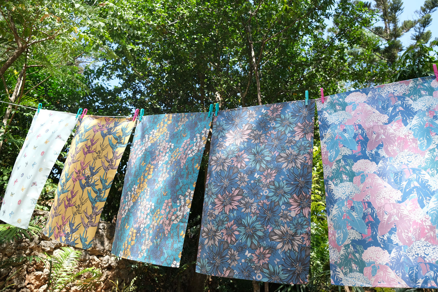 Mombasa Bloom organic cotton teatowel