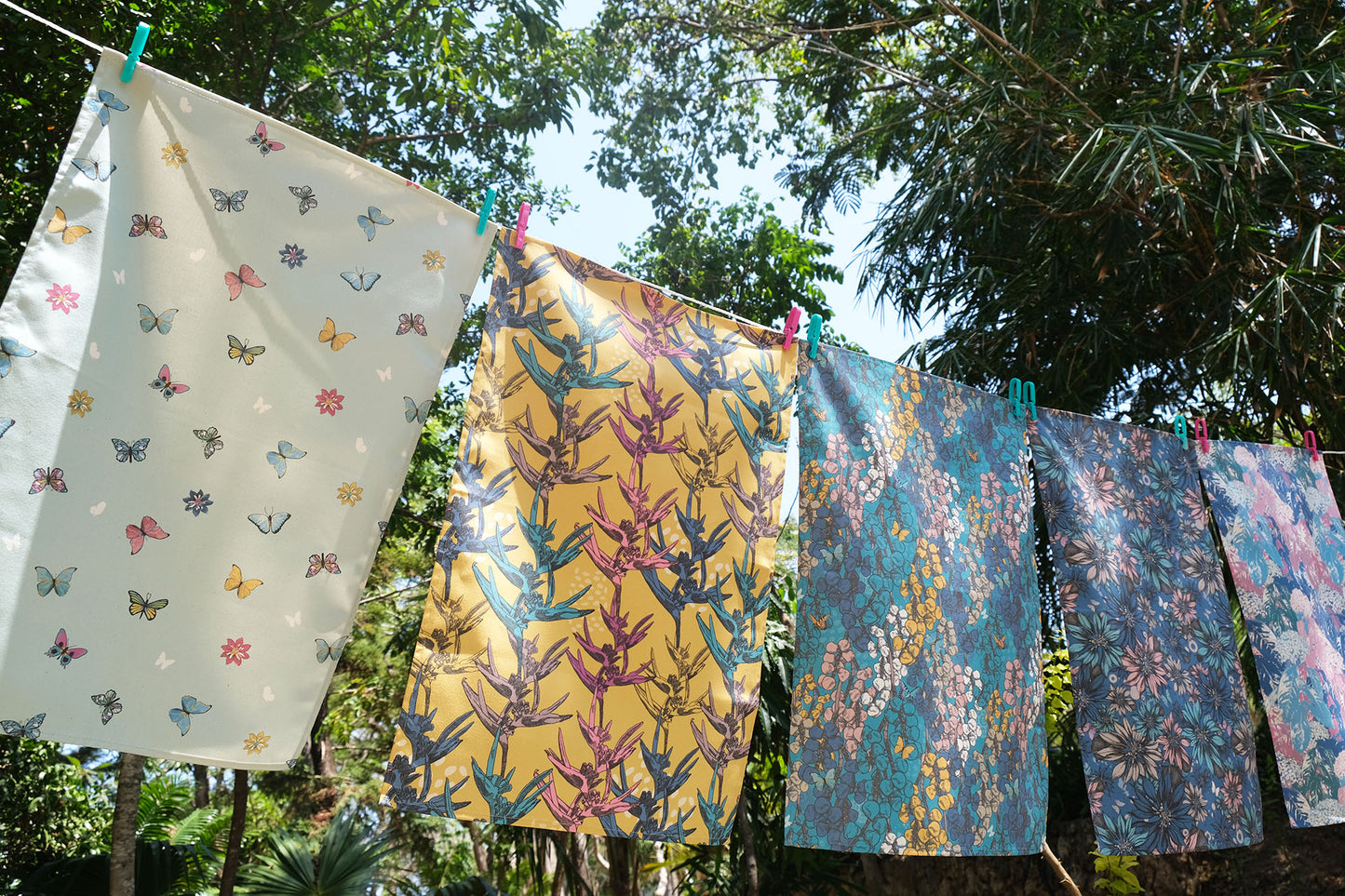 Bird of Paradise organic cotton teatowel