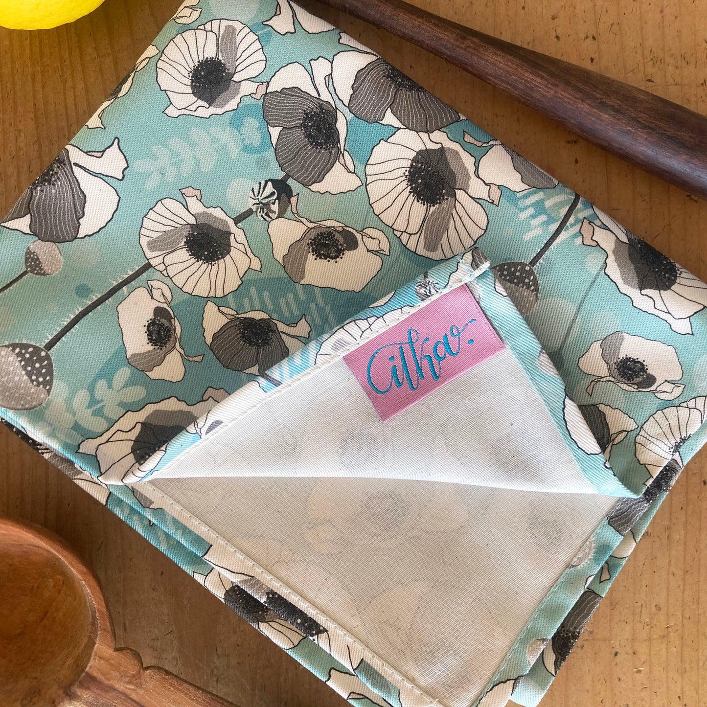Poppies organic cotton teatowel
