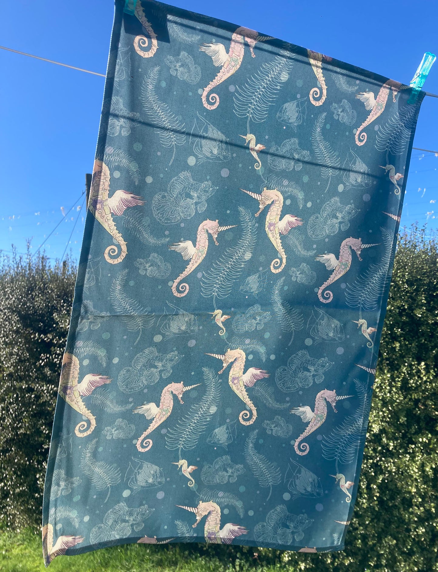 Sea-Unicorn organic cotton teatowel